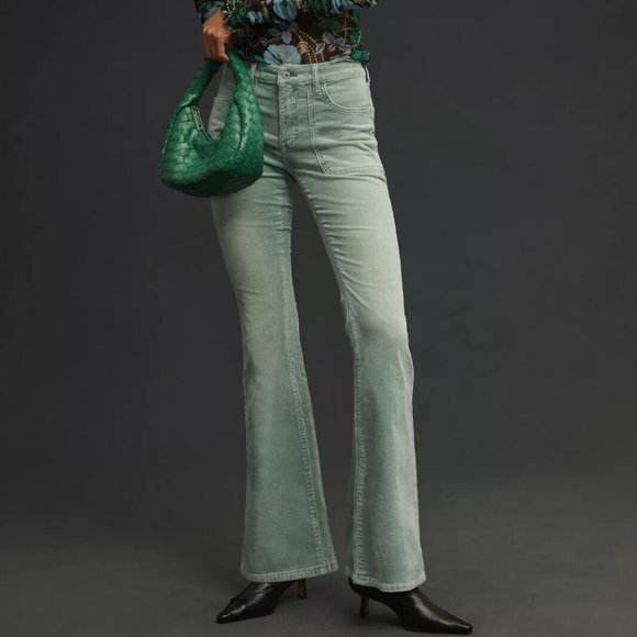 Anthropologie Pilcro 16W NWT Icon Flare Corduroy Pants Jeans Mint Green 16 W New